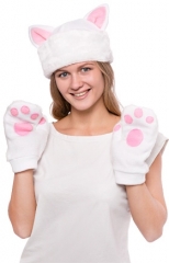 Костюм Белой Кошки мини (шапка, варежки)
